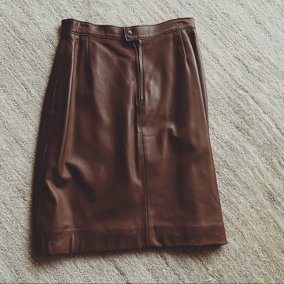 Vintage Brown Leather Skirt - Picture 4 of 6